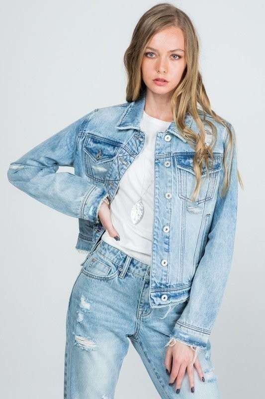Zara Long Women's Distressed Blue Denim Jacket Size Medium | eBay